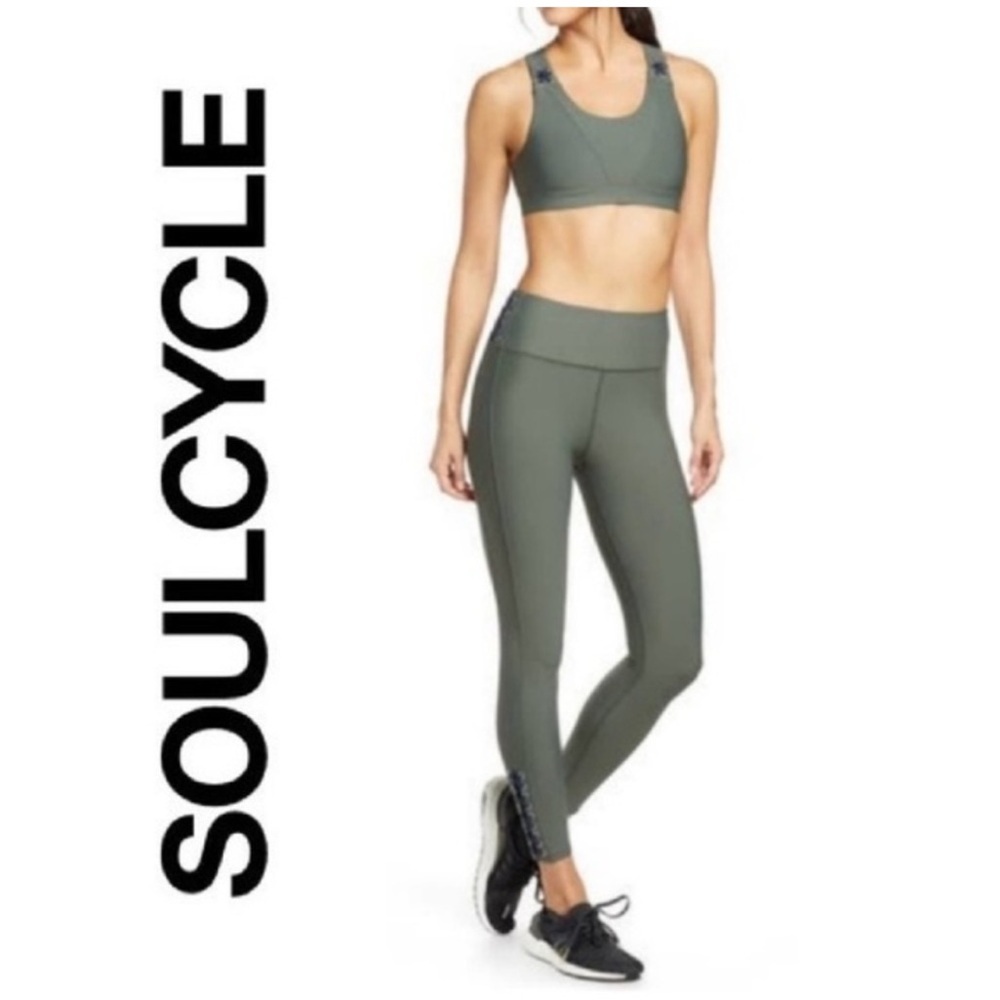 • Soul Cycle • Women’s Lace Up Athletic Leggings Green and Navy Blue XS